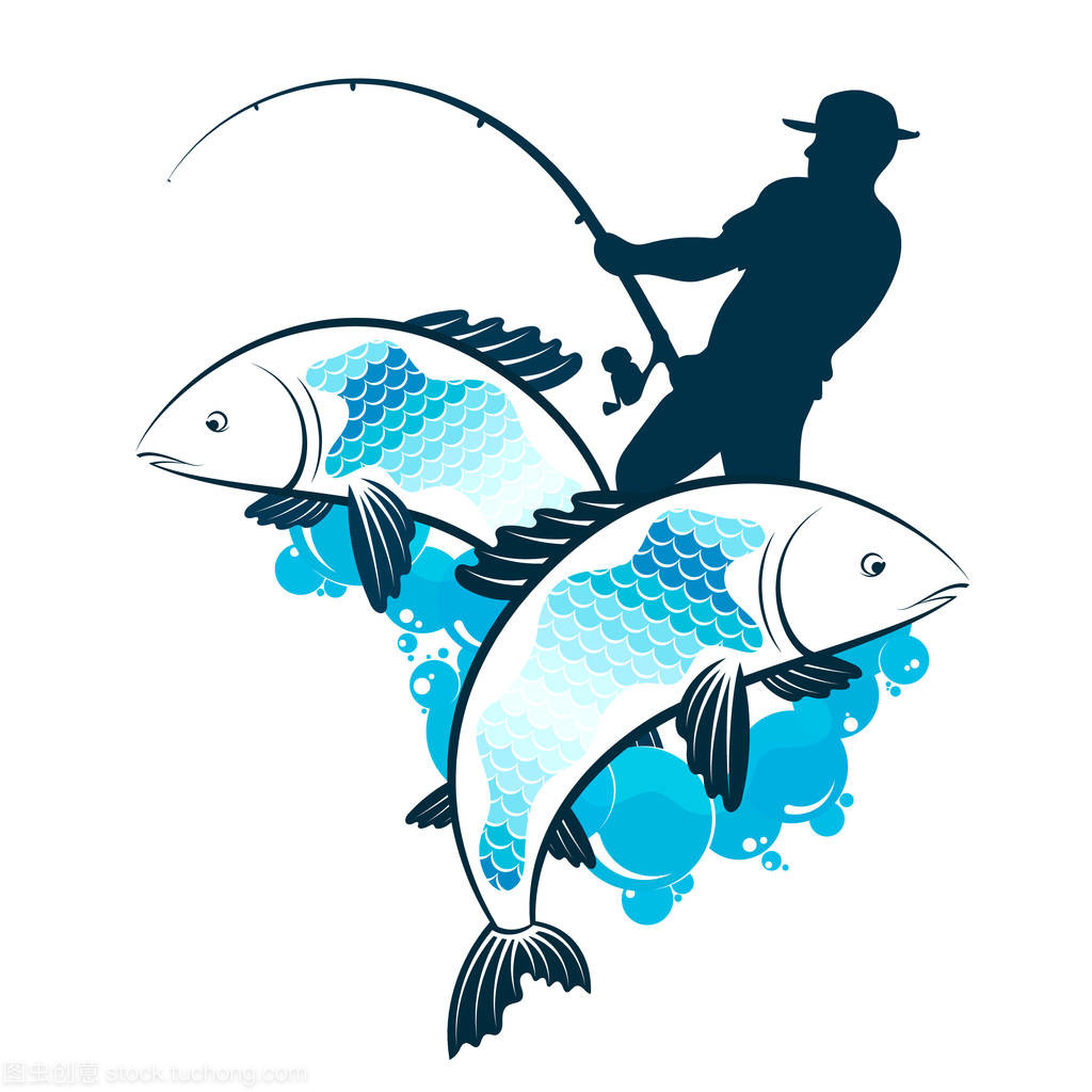 钓鱼竿捕鱼载体的渔夫